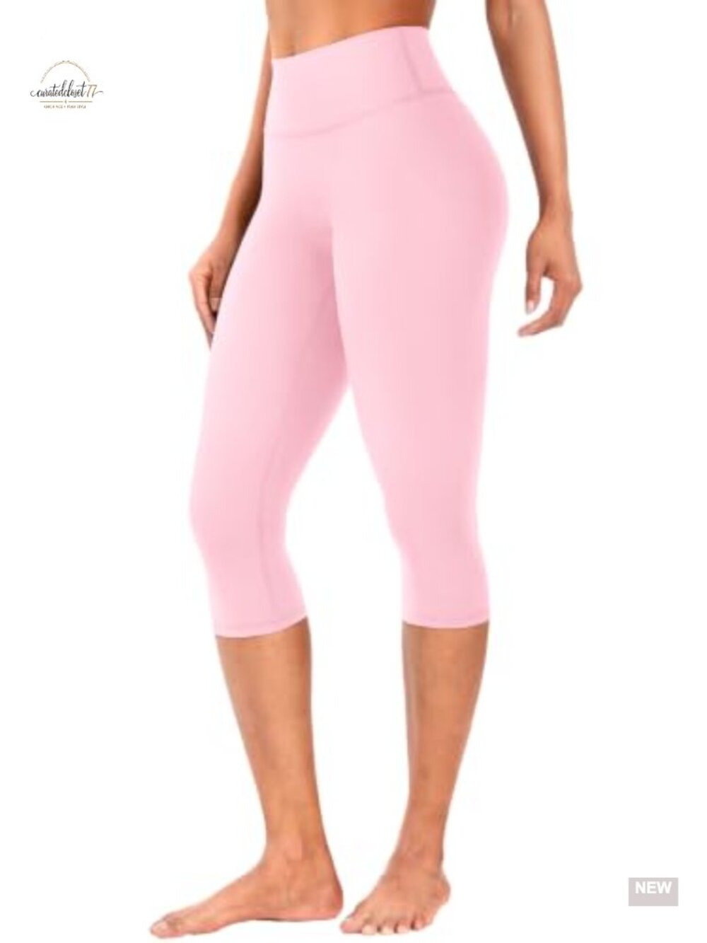 Capri Leggings 17 Inseam Nylon Spandex Hidden Scrunch Gym Yoga